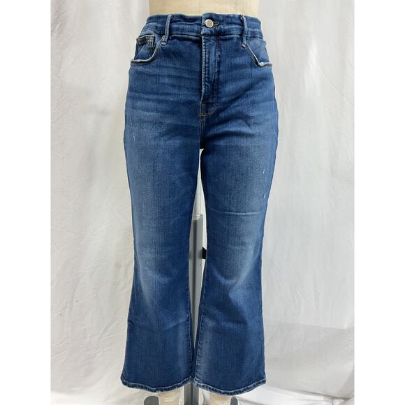Good American Denim - Good American 'Good Legs' Blue Light Compression Cropped Mini Boot Denim Jeans